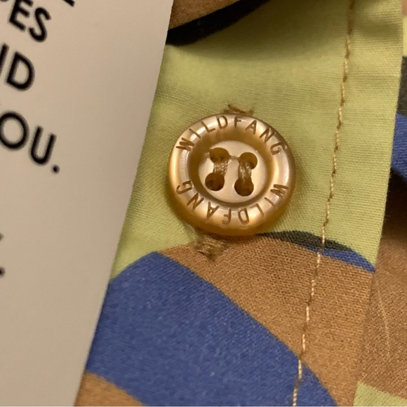 NWT Wildfang Essential Short Sleeve Abstract Bold Button Up Shirt - Picture 10 of 12